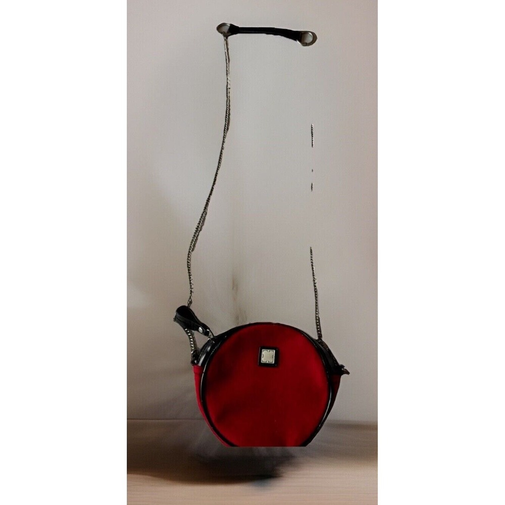 Liz Claiborne Red boiled wool Round Crossbody Bag With Chain‎ Strap